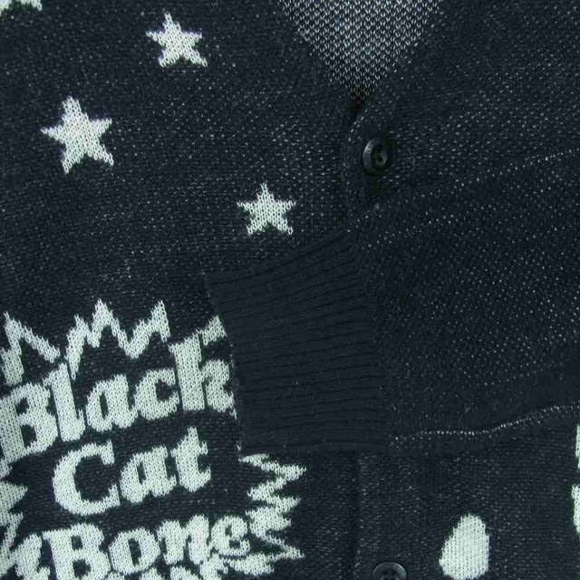 HYSTERIC GLAMOUR(ヒステリックグラマー)のHYSTERIC GLAMOUR ヒステリックグラマー 0233ND10 Black Cat Bone スター カーディガン 日本製 ブラック系 S【中古】 メンズのトップス(カーディガン)の商品写真