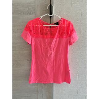 エイチアンドエム(H&M)の匿名配送♡H&M レースTシャツ　ピンク　Sサイズ(Tシャツ(半袖/袖なし))