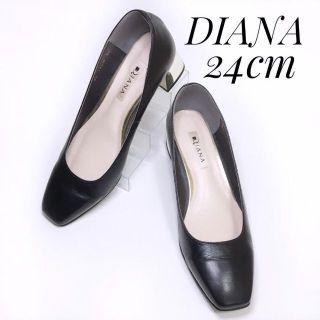 ダイアナ(DIANA)の【美品❤️】DIANA ダイアナ パンプス 24cm ブラック レザー(ハイヒール/パンプス)