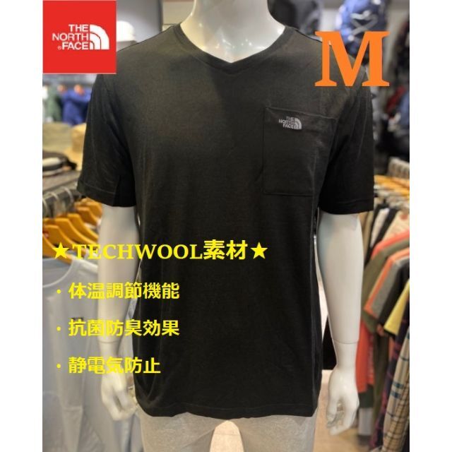海外限定 ノースフェイス Tシャツ 半袖 テックウール 黒/M K120A