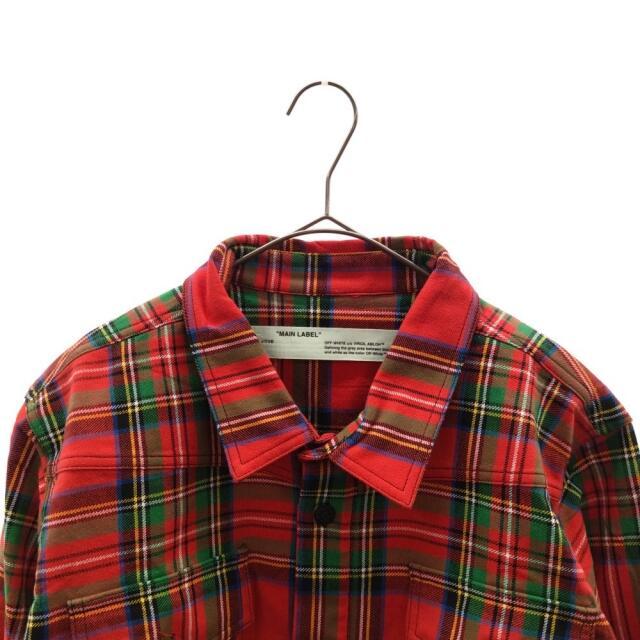 OFF-WHITE オフホワイト 18SS Flannel Check Shirt フランネルチェックシャツ クロスアローロゴ レッド  omga001s18787012