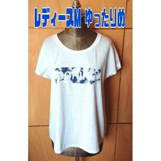 レディースTシャツ M プリントあり ホワイト 白 ゆったり(Tシャツ(半袖/袖なし))