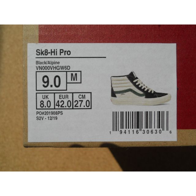 バンズ VANS SK8-HI PRO 27,0cm Blk/Alpine 4