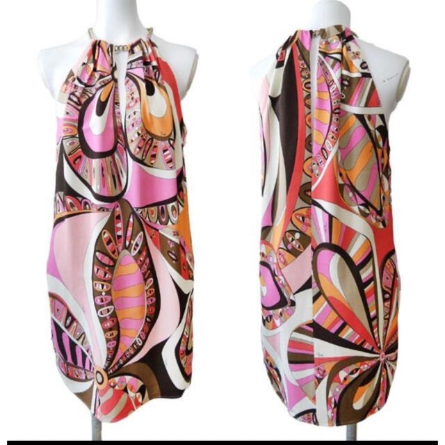 【美品】EMILIO PUCCI プッチ柄ワンピース ホルターネック