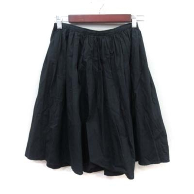 URBAN RESEARCH DOORS(アーバンリサーチドアーズ)のアーバンリサーチ ドアーズ フレアスカート ギャザー ひざ丈 黒 ブラック レディースのスカート(ひざ丈スカート)の商品写真