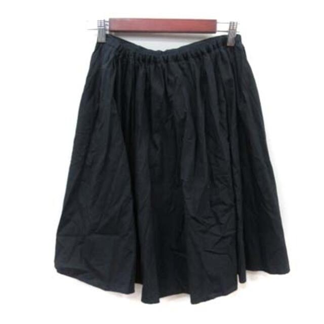 URBAN RESEARCH DOORS(アーバンリサーチドアーズ)のアーバンリサーチ ドアーズ フレアスカート ギャザー ひざ丈 黒 ブラック レディースのスカート(ひざ丈スカート)の商品写真