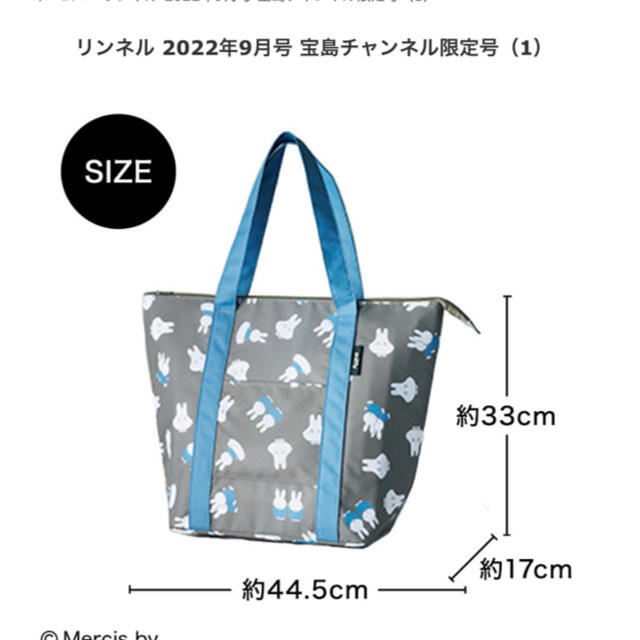 宝島社(タカラジマシャ)の【宝島チャンネル限定】リンネル　9月号　ミッフィー  おばけ　保冷トート レディースのバッグ(トートバッグ)の商品写真