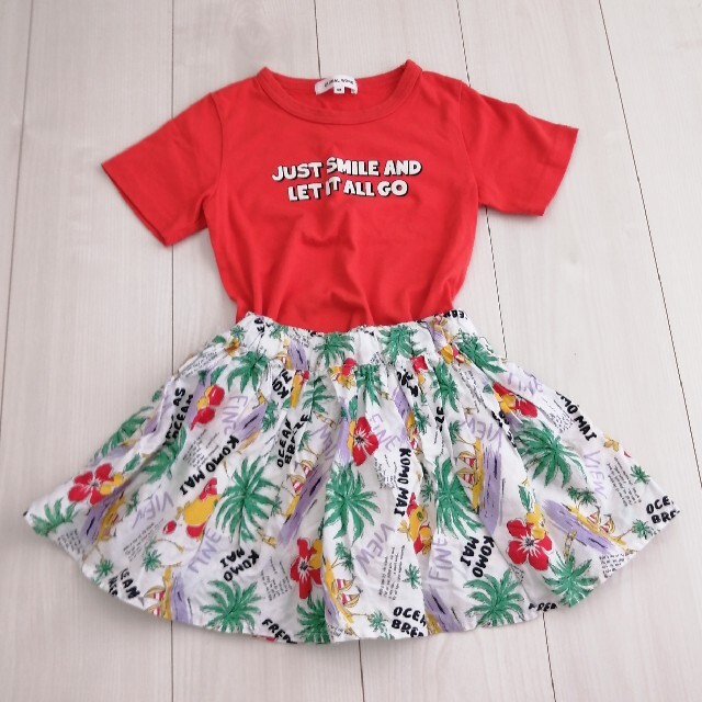 GLOBAL WORK(グローバルワーク)のGLOBAL WORK　Ｔシャツ　キュロットスカート　セット キッズ/ベビー/マタニティのキッズ服女の子用(90cm~)(Tシャツ/カットソー)の商品写真