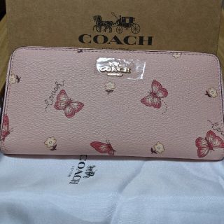 コーチ(COACH)のCOACH  長財布　バタフライ　ピンク(財布)