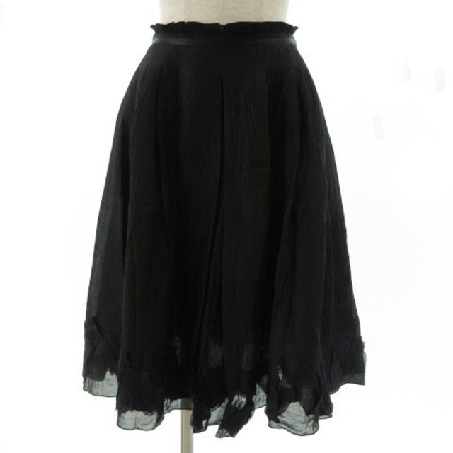 FOXEY(フォクシー)のFOXEY スカート ひざ丈 フレア ワッシャー加工 ブラック 黒 38 レディースのスカート(ひざ丈スカート)の商品写真