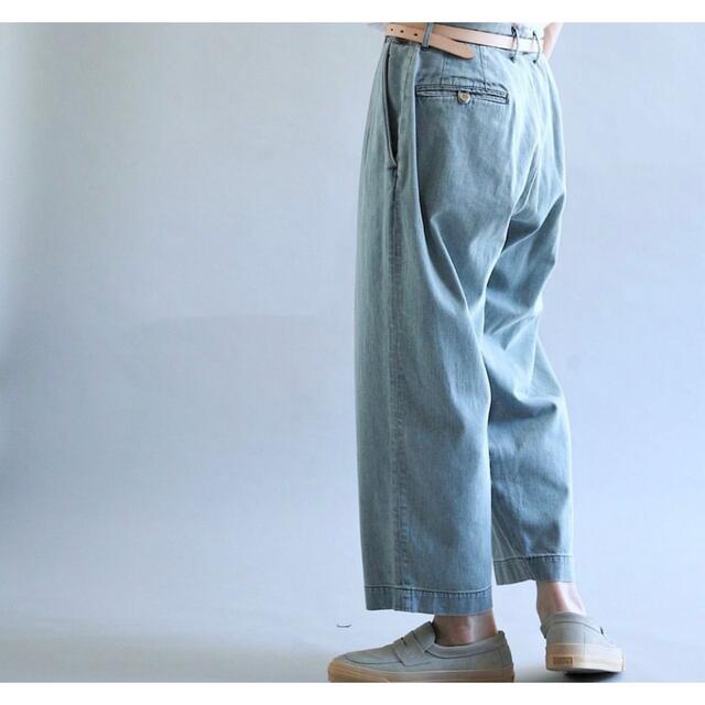 BLEACH DENIM TUCK WIDE PANTS