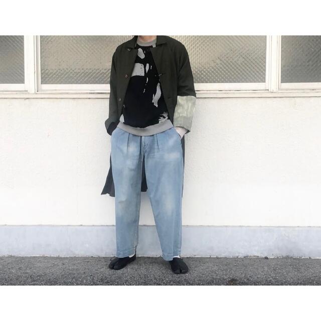 BLEACH DENIM TUCK WIDE PANTS