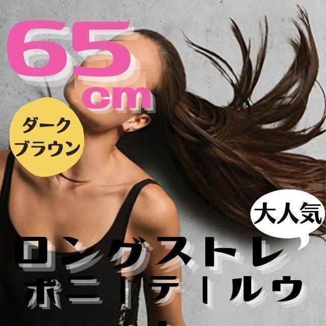 ロングストレートウィッグ マジックテープで巻くだけ コーヒーブラウン