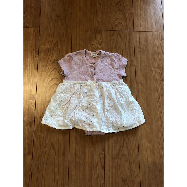 ● 半袖ロンパース 70cm ワンピース風 スカート ピンク お出かけ キッズ/ベビー/マタニティのベビー服(~85cm)(ロンパース)の商品写真