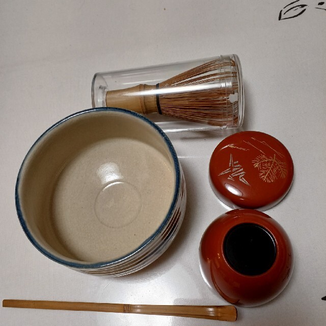 茶道セット 抹茶碗 棗 茶筅 茶杓 中古