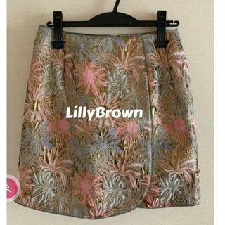 リリーブラウン(Lily Brown)のLily Brown  金糸フラワージャガードスカート(ミニスカート)