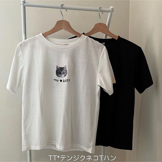 ひよこ様　しまむら　ルナシオン★ネコプリントTシャツ ブラックMサイズ レディースのトップス(Tシャツ(半袖/袖なし))の商品写真