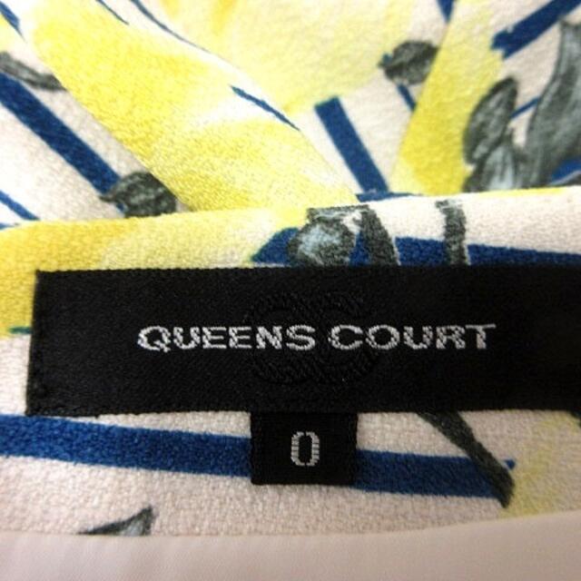 QUEENS COURT(クイーンズコート)のクイーンズコート スカート フレア ひざ丈 総柄 0 アイボリー 黄色 レディースのスカート(ひざ丈スカート)の商品写真