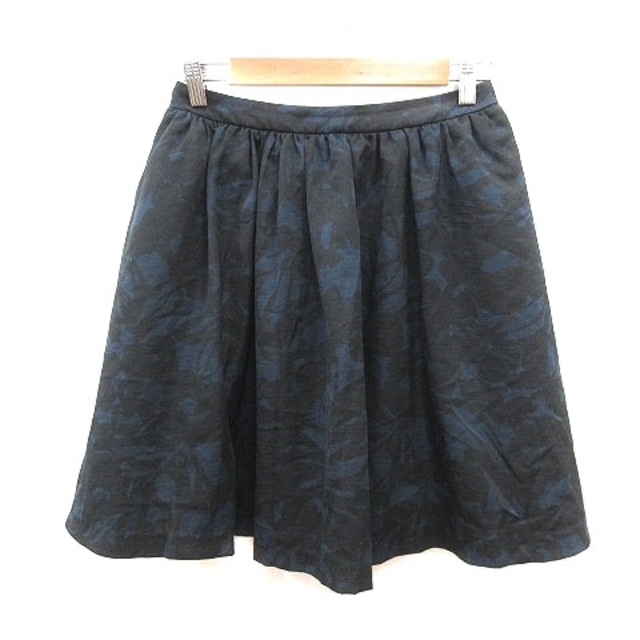 ROSSO(ロッソ)のロッソ アーバンリサーチ フレアスカート ミニ 総柄 38 紺 ネイビー 黒 レディースのスカート(ミニスカート)の商品写真
