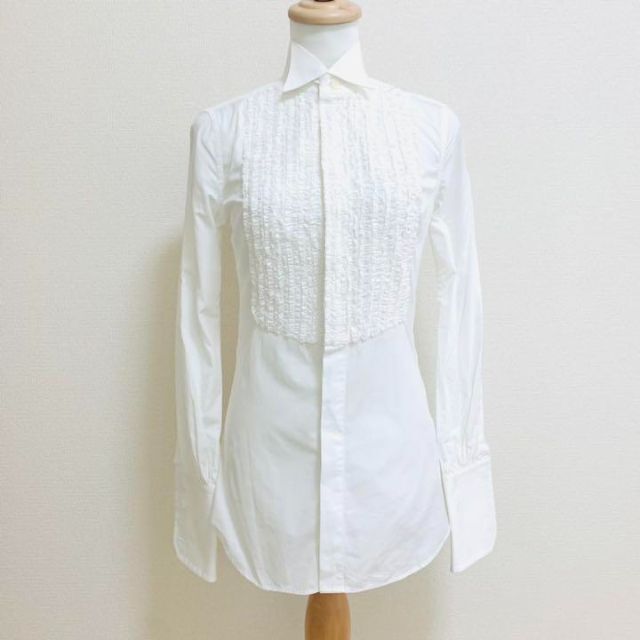 17800円 ディースクエアード フリル ホワイト ドレスシャツ DSQUARED2
