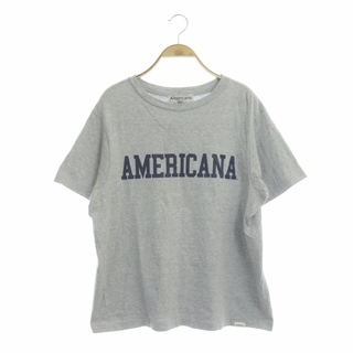アメリカーナ(AMERICANA)のアメリカーナ ロゴ Tシャツ カットソー 半袖 プリント 杢グレー 紺 ネイビー(Tシャツ(半袖/袖なし))