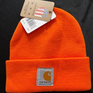 カーハート(carhartt)のCarhartt カーハート ニットキャップ  オレンジ　プレゼント USA製 (ニット帽/ビーニー)