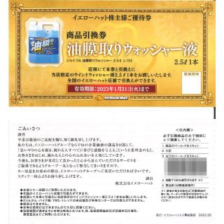 イエローハット 株主様ご優待券 ウォッシャー液 引換券(4枚) 23.1.31迄(その他)