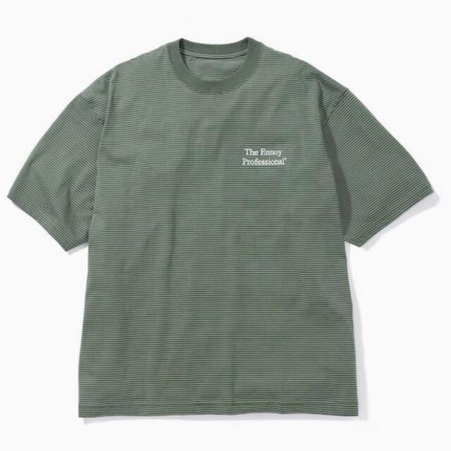 ennoy Border T-Shirt (GREEN × WHITE) L メンズのトップス(Tシャツ/カットソー(半袖/袖なし))の商品写真
