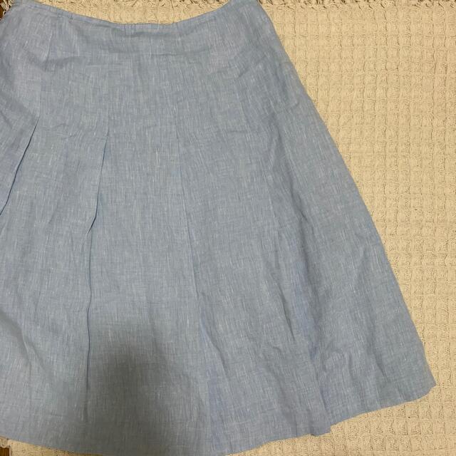 leilian(レリアン)のCARA O CRUZ キャラオクルス　レリアン　水色のリネンのフレアスカート レディースのスカート(ひざ丈スカート)の商品写真