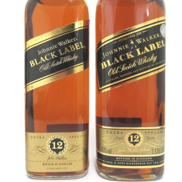 未開封★Johnny Walker【ジョニーウォーカー】 ブラックラベル 12年 黒キャップ 4本セット 1000/1125ml 箱なし