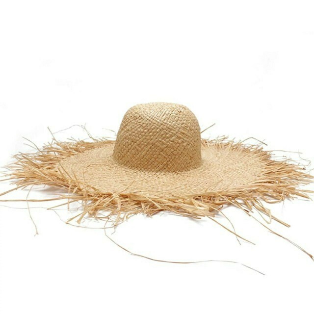 フリンジハット　大　麦わら帽子　つば広 レディースの帽子(麦わら帽子/ストローハット)の商品写真