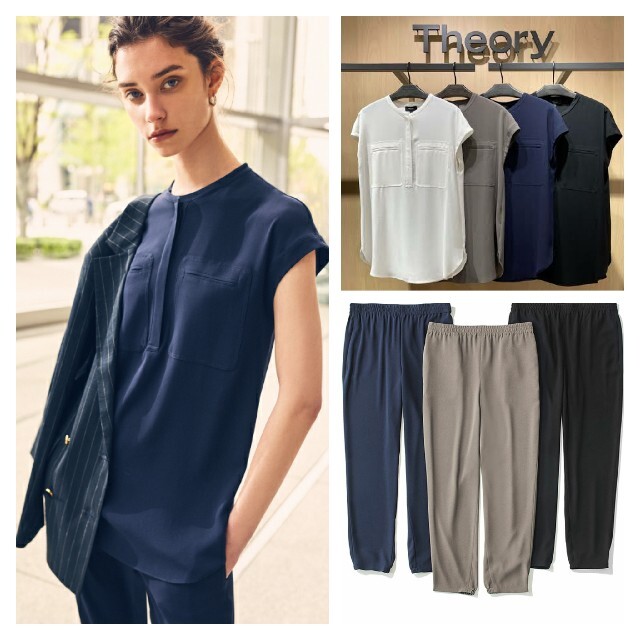 theory 21SS とろみ素材 ブラウス パンツ セットアップ