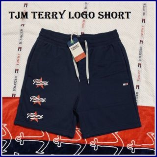 トミーヒルフィガー(TOMMY HILFIGER)のTJM TERRY LOGO SHORT　ネイビー　Sサイズ(ショートパンツ)