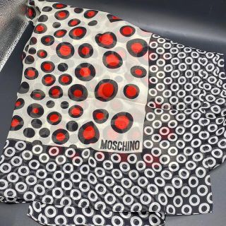 モスキーノ(MOSCHINO)のMOSCHINO　モスキーノ　ストール　水玉　ブラック　ホワイト　レッド　縦長(マフラー/ショール)