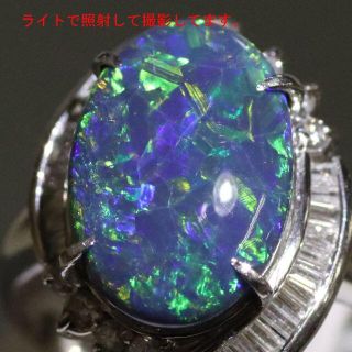 Pt900ブラックオパールダイヤモンドリング BkO4.57 8.8g www