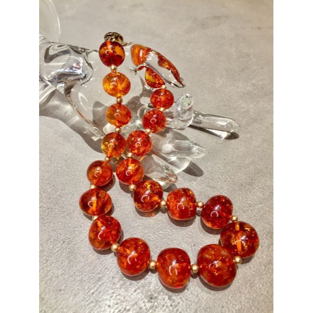 琥珀 コハク Amber アンバー ネックレス 40cm 金具シルバー | en.rs