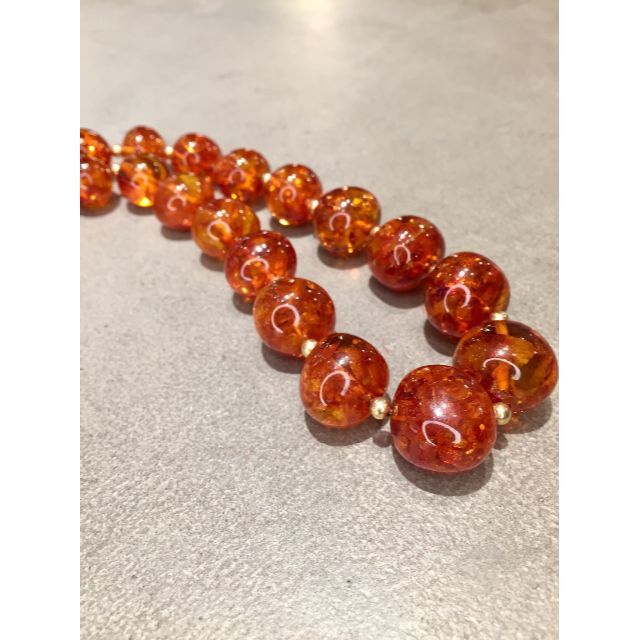 琥珀 コハク Amber アンバー ネックレス 40cm 金具シルバー | en.rs