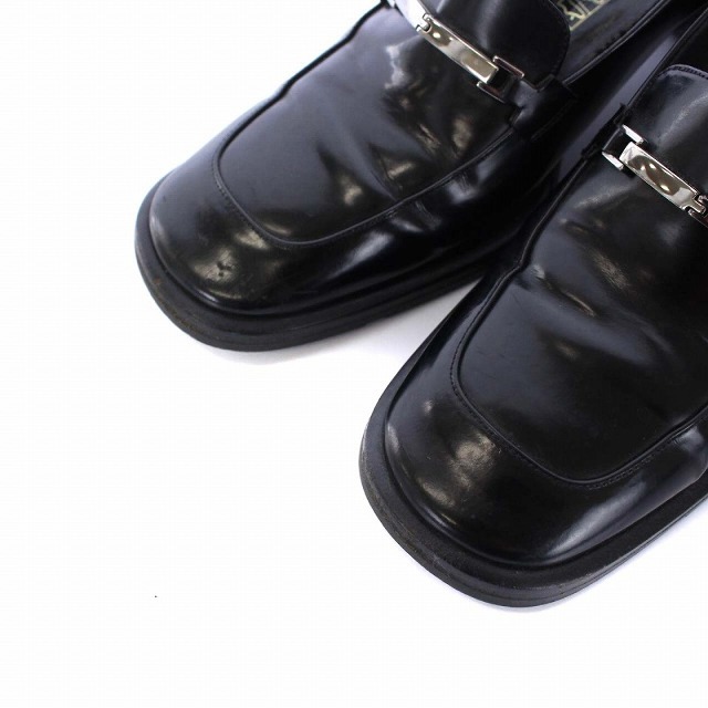 Gucci(グッチ)のグッチ ビットローファー スクエアトゥ チャンキーヒール レザー 37C 黒 レディースの靴/シューズ(ローファー/革靴)の商品写真