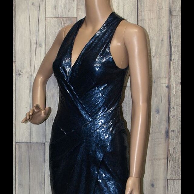 ダナキャラン・ニューヨーク◇スパンコール イブニングドレス・36サイズ 美品