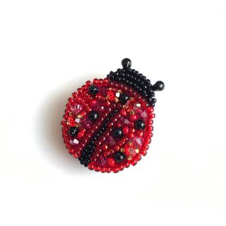 lady bird ブローチ　ビーズ刺繍　てんとう虫