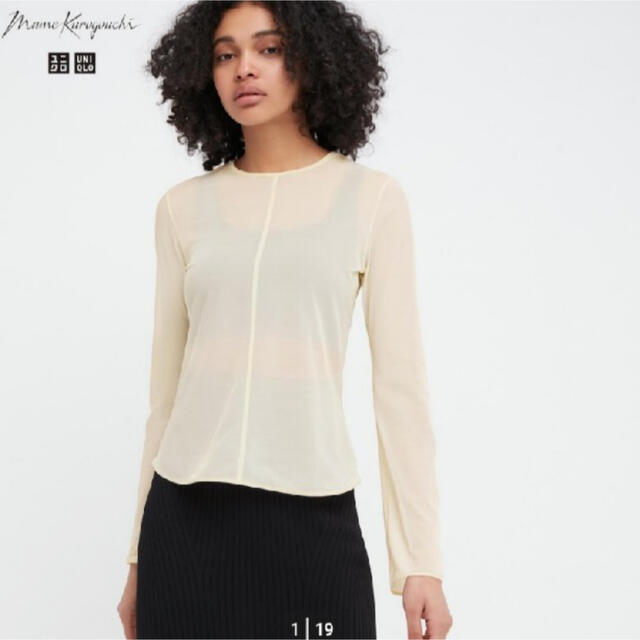 【新品Sサイズ】UNIQLO × Mame シアークルーネックTシャツ レディースのトップス(カットソー(長袖/七分))の商品写真