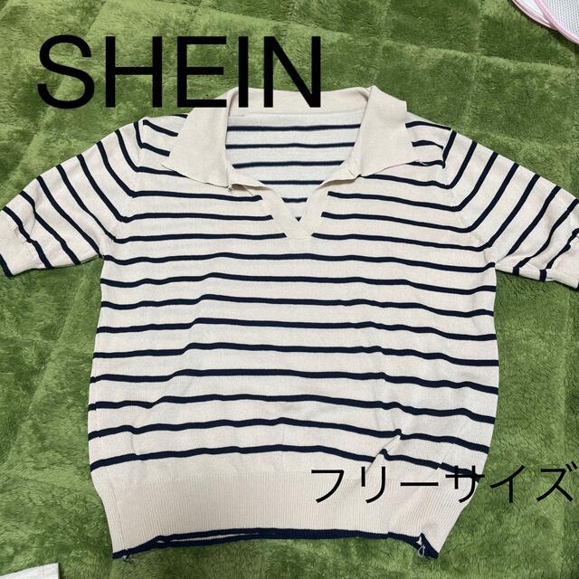 SHEIN フリーサイズ　半袖　襟付き　ポロシャツ　 レディースのトップス(Tシャツ(半袖/袖なし))の商品写真