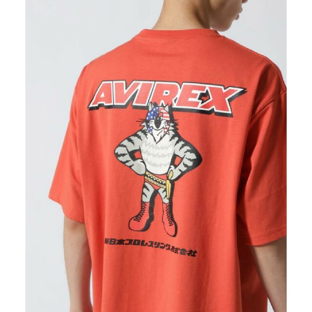 新日本プロレス × AVIREX 半袖 マスクマン Tシャツ オレンジ Lサイズ
