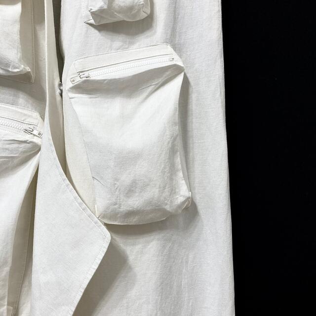 Y's 19SS リネンレーヨン ポケットデザイン ノースリーブジャケット 白