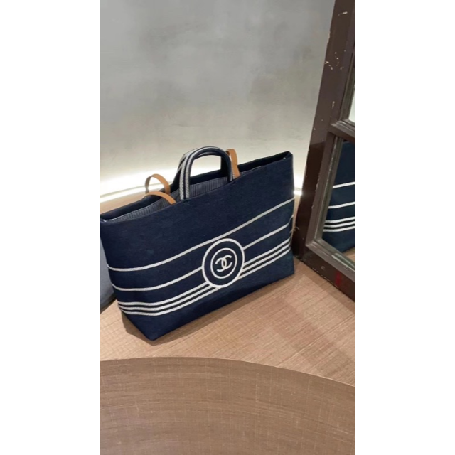 CHANEL シャネル デニム ボーダー 2WAYバッグ ココマーク 全品送料無料
