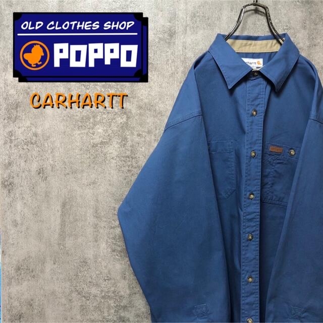 carhartt(カーハート)の【まつまつ様専用】カーハート☆メキシコ製レザーロゴ入りダブルポケットワークシャツ メンズのトップス(シャツ)の商品写真