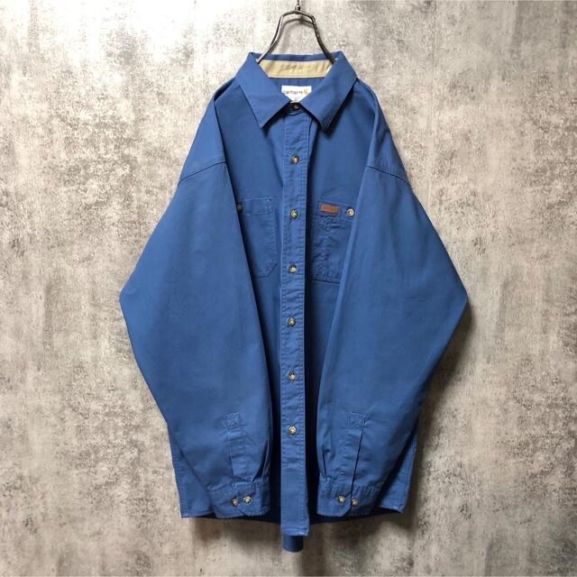 carhartt(カーハート)の【まつまつ様専用】カーハート☆メキシコ製レザーロゴ入りダブルポケットワークシャツ メンズのトップス(シャツ)の商品写真