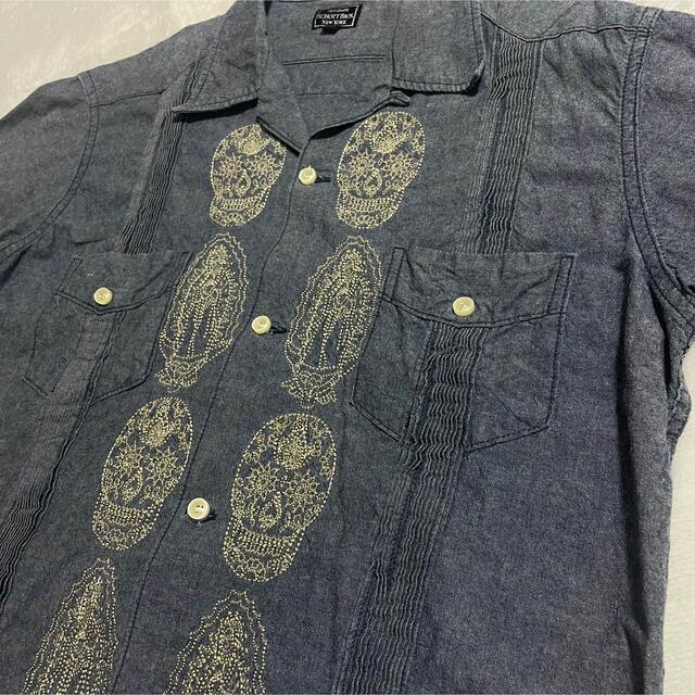schott - SCHOTT BROS. キューバシャツ インディゴ スカル オシャレの