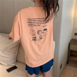  PEANUTS キャラ Tシャツ オレンジ(Tシャツ(半袖/袖なし))