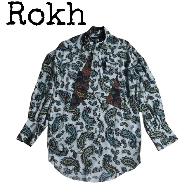 Rokh ロク シルク100% 長袖シャツ ペイズリー ボウタイ ダブルリボンのサムネイル